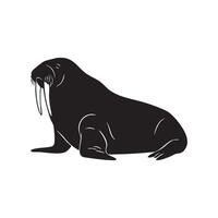 Walrus with Tusks Resting Silhouette walrus displayed striking vector