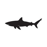 A sleek black shark silhouette swimming gracefully isolated on white background silhouette vector