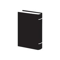 A simple black silhouette of a closed book standing upright isolated on white background silhouette vector
