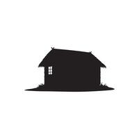 Thatched Roof Hut on a Small Hill Silhouette vector