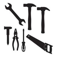 Tools in outline, white background vector