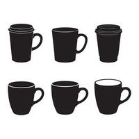 Silhouette set of cup on white background vector