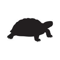 Black Turtle Walking Isolated on White Background silhouette vector