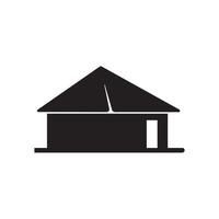 Simple House Icon with Triangular Roof in Black Silhouette vector