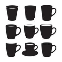 Silhouetted cups on white vector