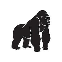 Powerful gorilla standing silhouette isolated on white background vector