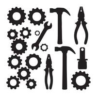 White background displays tool silhouettes vector