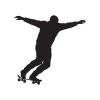 Skateboarder Balancing Act Silhouette on White Background skater vector
