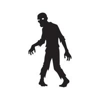 Creepy zombie figure with glowing eyes in a silhouette style isolated on white background vector