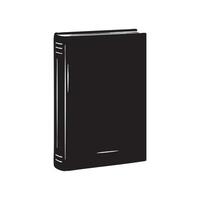 Simple black silhouette of a closed book standing upright isolated on white background silhouette vector