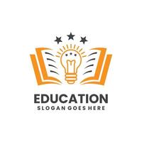 Education Logo With Book Lightbulb And Star vector