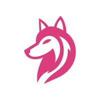 fox silhouette logo design pink color vector