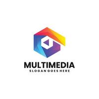 Multimedia-geometric abstract colorful logo vector