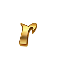 Golden Letter r, pro transparent background, Shiny Metallic 3D for Celebration and Designr png