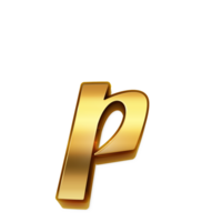 Golden Letter P, pro transparent background, Shiny Metallic 3D for Celebration and Designr png