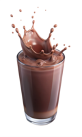 chocolate splash in glass with splash on transparent background png