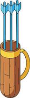 Archery quiver with blue arrows isolated illustration in isometric style for sport and target practice design vector