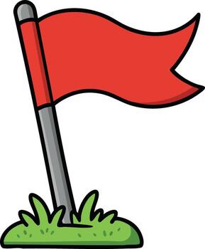 Red Flag on Grass Illustration for Warning Symbol or Marker in Various Designs and Uses vector
