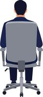 Man sitting on office chair viewed from behind illustration of workplace posture and professional environment vector