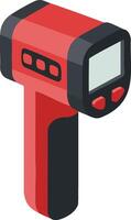 Infrared Thermometer Digital Temperature Measuring Device Red and Black Isometric Style Illustration vector