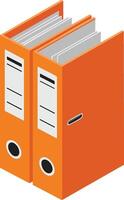 Orange office binders with labels and ring holes standing upright illustration vector