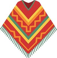 Traditional colorful poncho with geometric patterns and fringes illustration for cultural and fashion designs vector