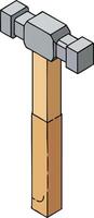 Hammer tool with wooden handle and metal head illustration for construction and repair work design vector