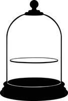 Glass display dome with wooden base illustration in black and white simple style vector