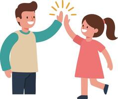 Children giving high five gesture celebrating friendship and teamwork with happy expression illustration vector