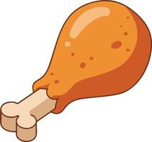 Fried chicken drumstick with crispy golden brown skin illustration food design isolated on white background vector