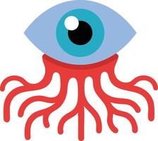 Abstract eye with red tentacle roots design in modern style for creative concepts and artistic illustrations vector