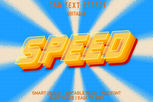 Speed race text effect. 70s retro text effect halftone style psd