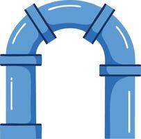 Blue industrial pipeline arch with connectors and flange design illustration vector