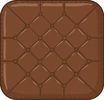 Brown leather cushion illustration with button tufted quilted pattern design vector