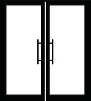 Double glass door icon with handles simple black and white design for architecture and interior design projects vector