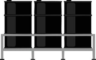 Industrial black barrels rack storage icon isolated on white background in simple design style vector
