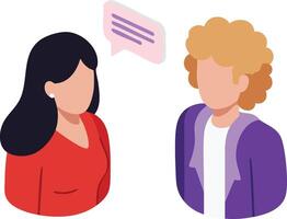 Two people having conversation with speech bubble in isometric style illustration vector