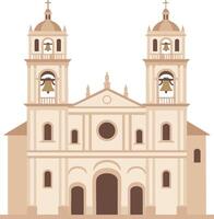Historic Cathedral building with twin bell towers and classical architecture illustration vector
