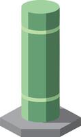 Green cylindrical pillar with gray hexagonal base isometric design for construction or architecture elements vector