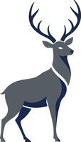 Deer silhouette with antlers illustration in modern minimalist style for nature and wildlife design projects vector