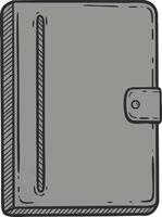 Gray leather planner organizer with button closure and stitched details illustration for office and personal use vector