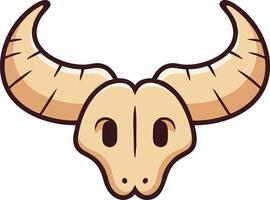 Bull skull with large curved horns simple cartoon style illustration for design and decoration vector
