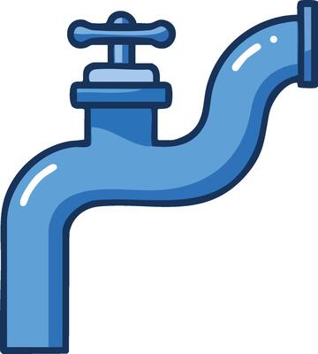Blue water tap faucet icon simple plumbing fixture design isolated on white background
