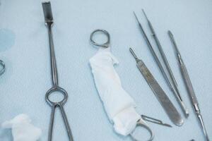 surgical instruments and tools in operating room, closeup of photo