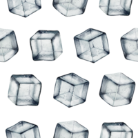 Minimalistic seamless watercolor pattern featuring realistic ice cubes. Ideal for beverage branding, packaging, textile design, wallpapers, and stylish backgrounds. png