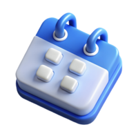 3D Blue Calendar Icon with White Buttons on a Transparent Background png