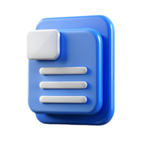 3D Blue Document Icon with White Lines on a Transparent Background png