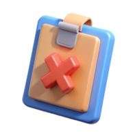 3D Clipboard with Red X illustration Mark on a transparent background png
