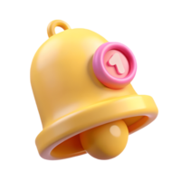3D Yellow Notification Bell Icon with Pink Badge on a transparent background png