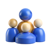 3D Render of Abstract Human Figures in Blue and Gold Depicting Unity and Teamwork on a transparent background png